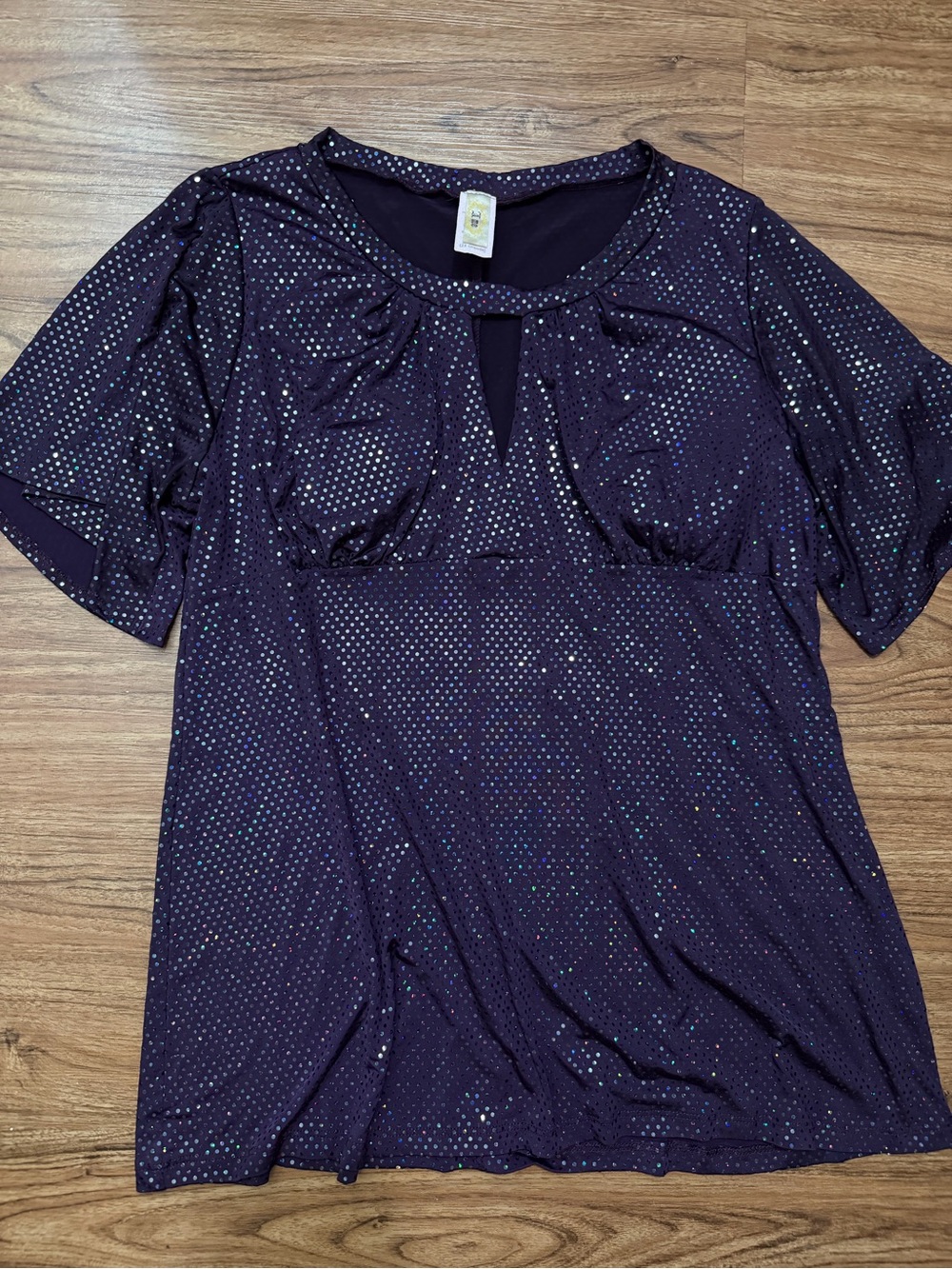 Sparkle Navy Nursing-Friendly Short Sleeve Top